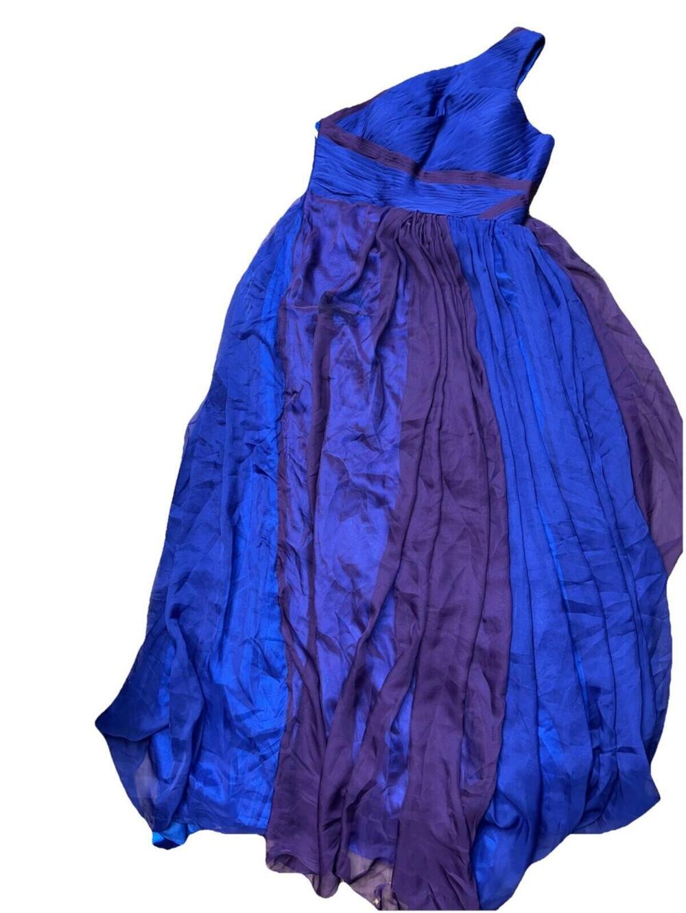 Bridess Blue Purple One Shoulder Evening Gown Size 16